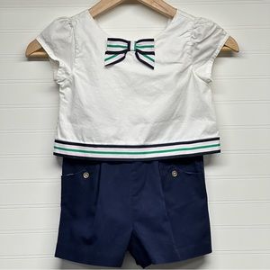 Janie and Jack Sail Away Nautical Navy Romper Size 4